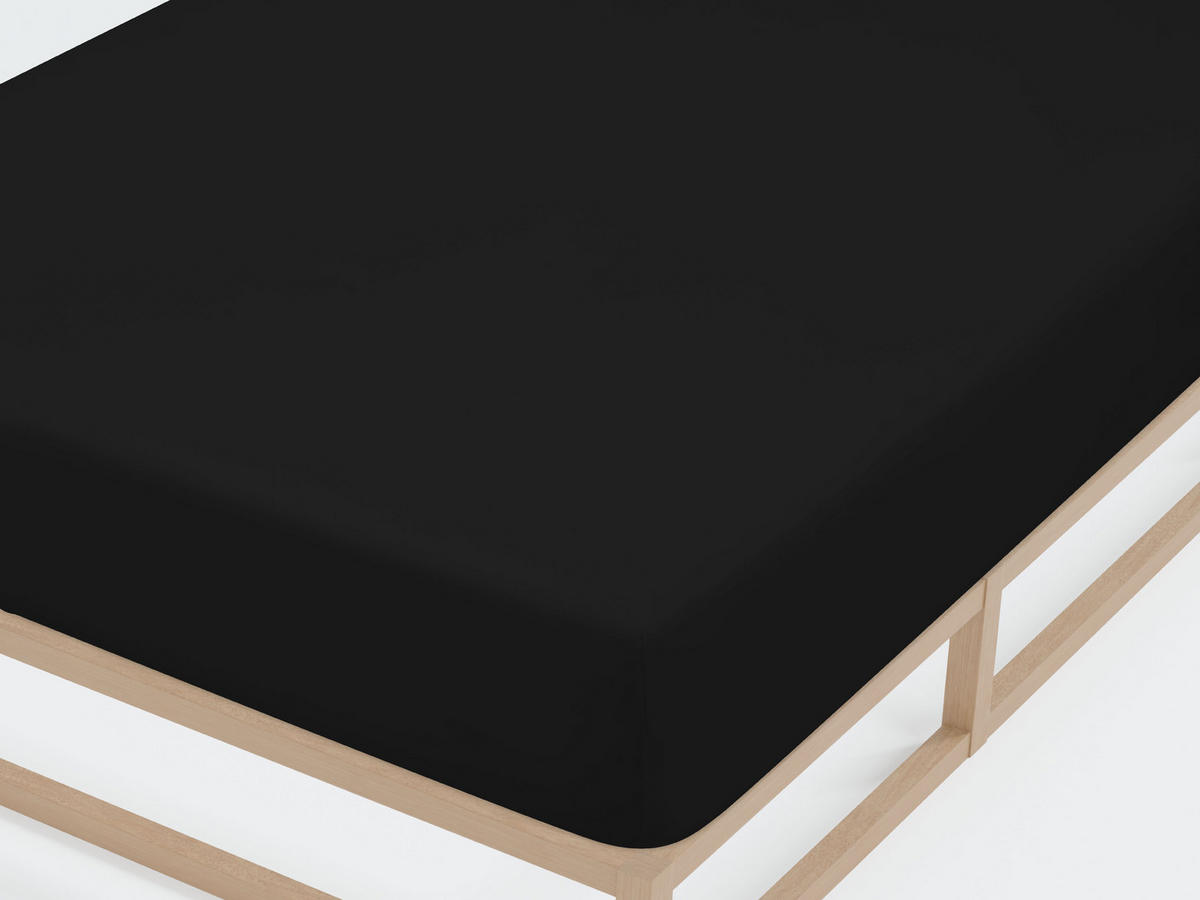 SPANNBETTTUCH Jersey schwarz, 180x200 cm - 200x220 cm - Schwarz, Textil (200/220cm) - biberna