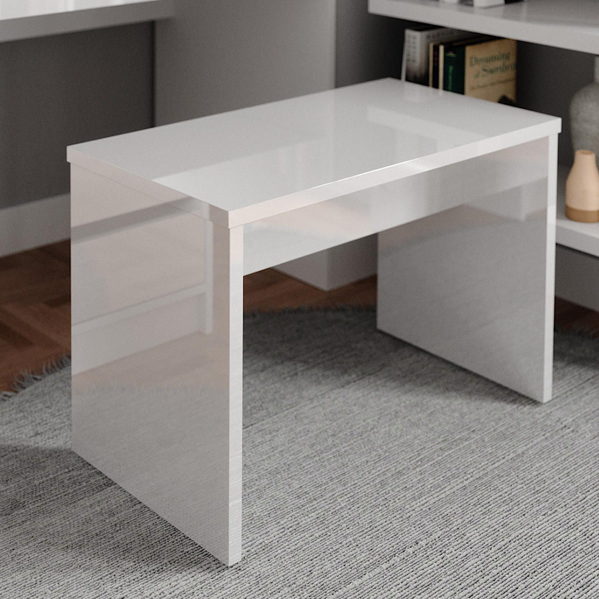 SITZBANK Viola Weiß 90 cm für Schminktisch - Weiß, Holzwerkstoff (35/46/90cm) - Vicco
