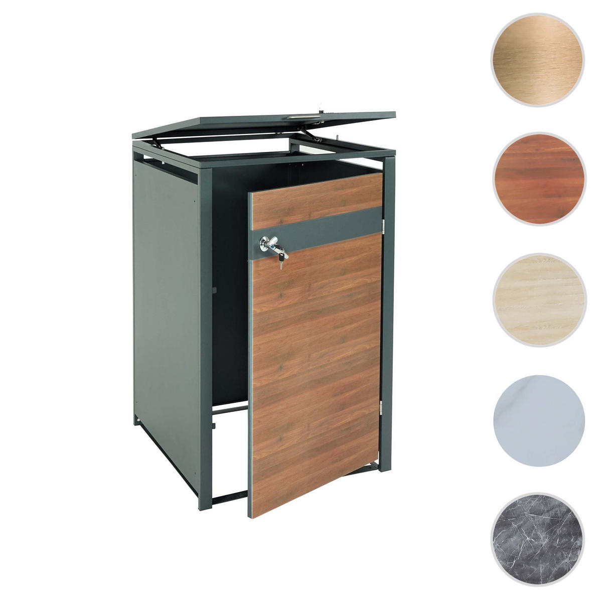 1ER MÜLLTONNENVERKLEIDUNG Kirschbaum Dekor - Kirschbaumfarben, Metall (68/117/80cm) - MCW