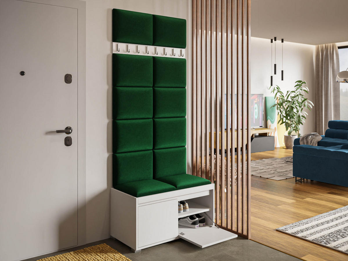 GARDEROBEN-SET Grawis 80 II - Silberfarben/Grün, Holzwerkstoff/Kunststoff (84.5/45/34cm) - MIRJAN24