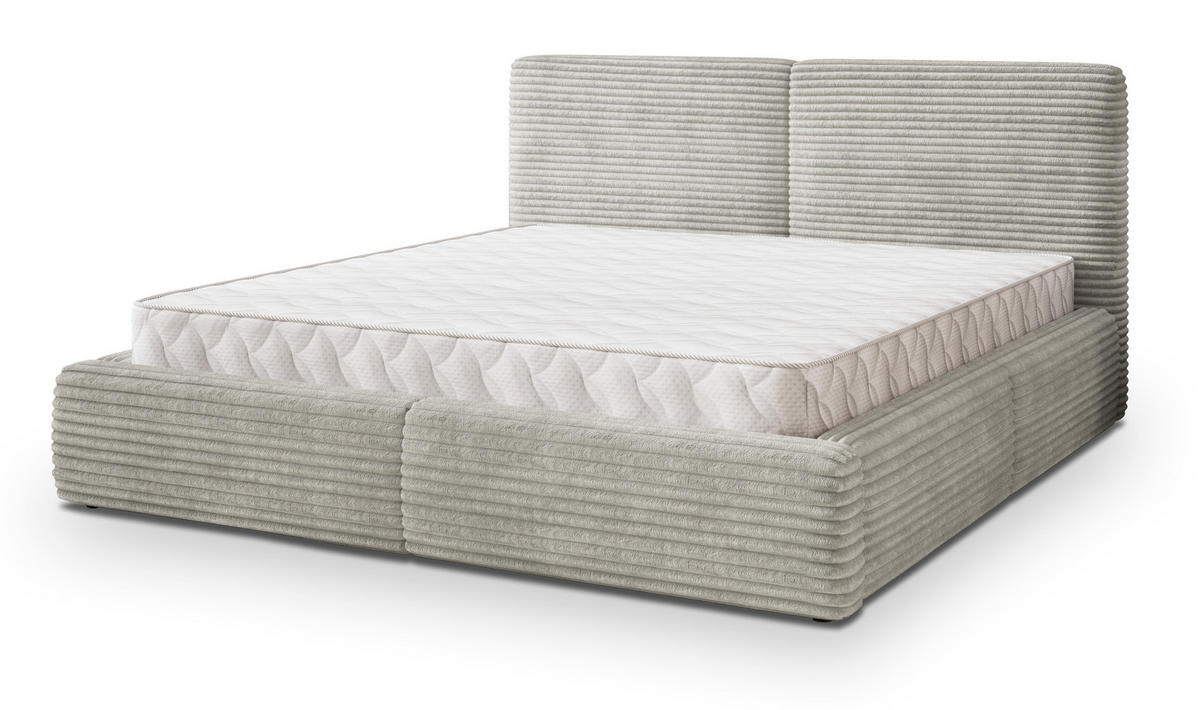 POLSTERBETT FELURO 140x200 cm mit Bettkästen - Hellgrau - Hellgrau, Holz (140/200cm) - MASSENO