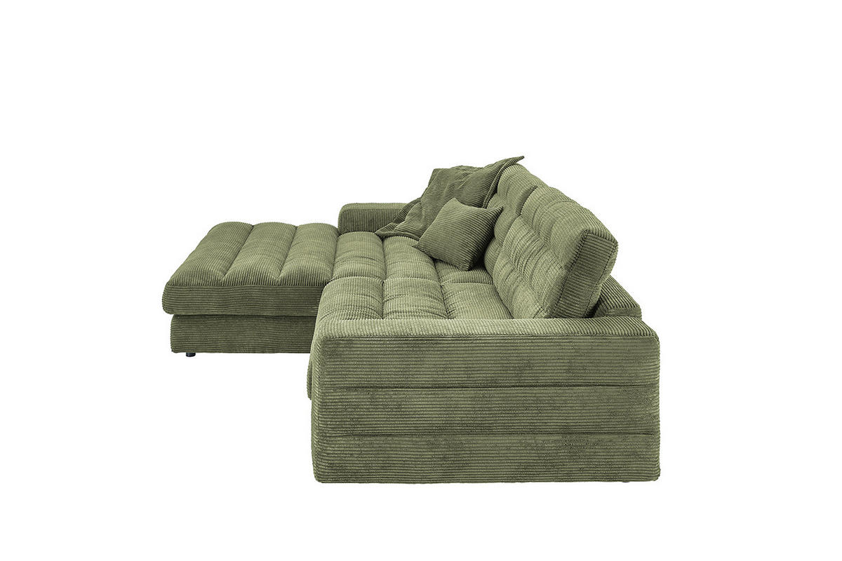 ECKSOFA LANA SOFA Grün Cord - Schwarz/Grün, Textil (296/205cm) - KAWOLA