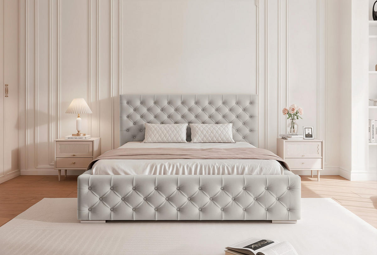 POLSTERBETT CALLIA 180x200 cm, Grau - Grau, Textil (200/180cm) - Fedve