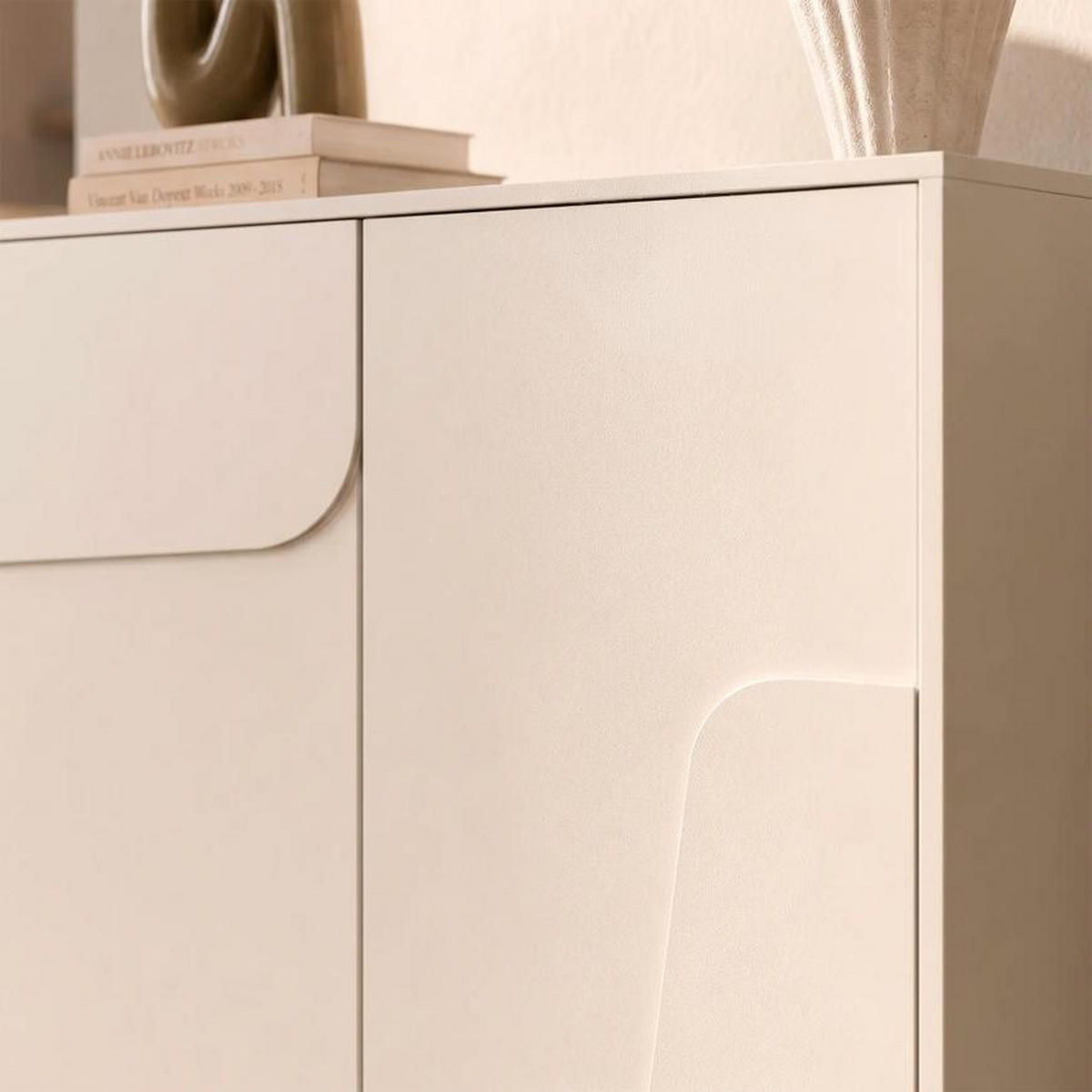 SIDEBOARD FLORA beige, 80 cm, 2 Türen, Melaminbeschichtung - Beige, Holzwerkstoff/Metall (80/95/40cm) - Sicaan