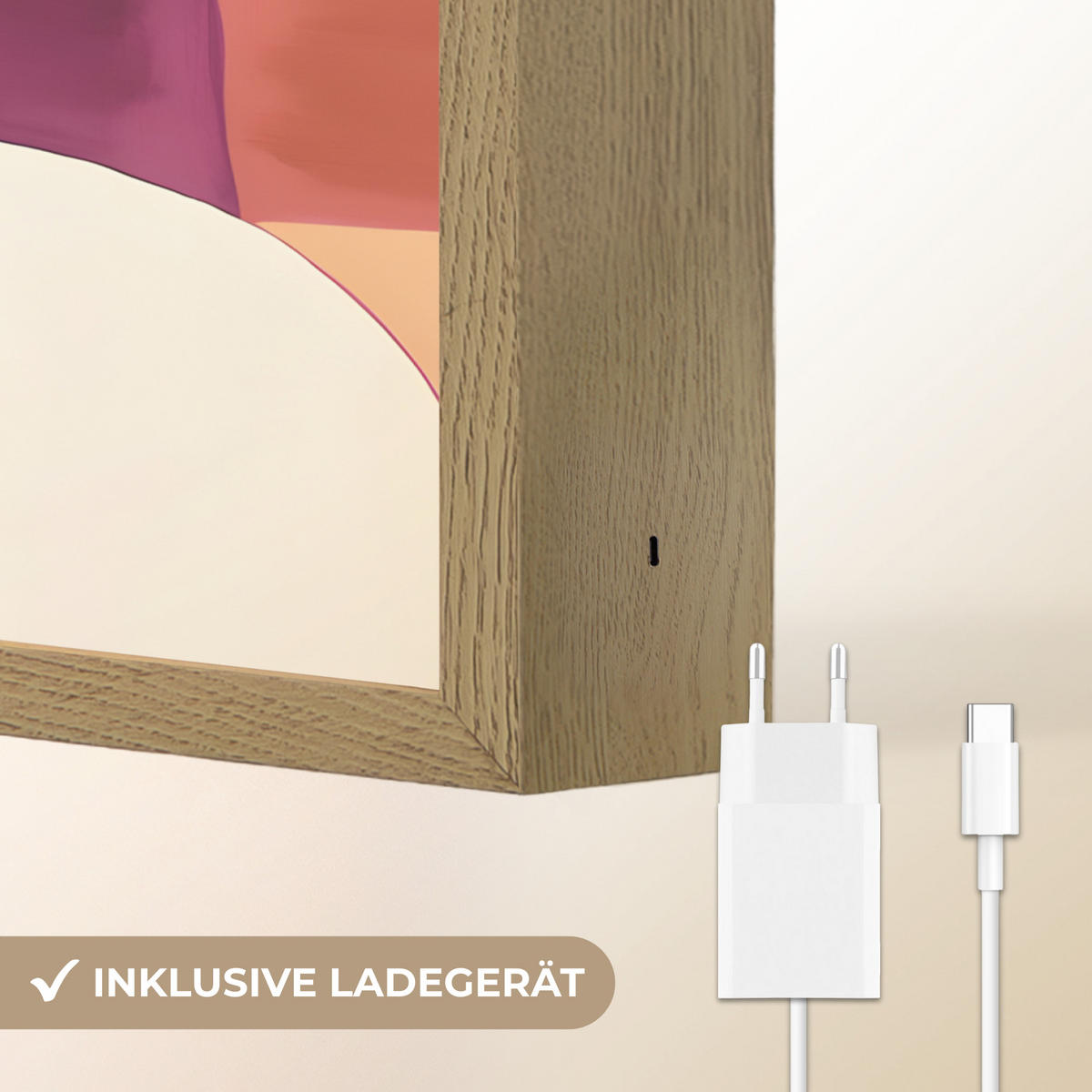 NÁSTĚNNÁ LAMPA S AKUMULÁTOREM Tvary - abstraktní - barevné 40x30 cm - růžová, kompozitní dřevo (40/30/8cm) - OnlyWow