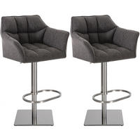 BARHOCKER 2er Set Damaskus Stoff edelstahl titangrau - Edelstahlfarben/Grau, Textil/Metall (64/110/48cm) - TPFLiving