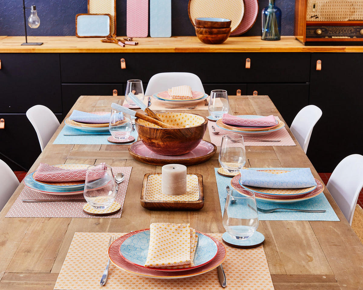 KOMPLETTSERVICE Pattern - 42er-Set - Color - Blau, Keramik (1/1/1cm) - Björn