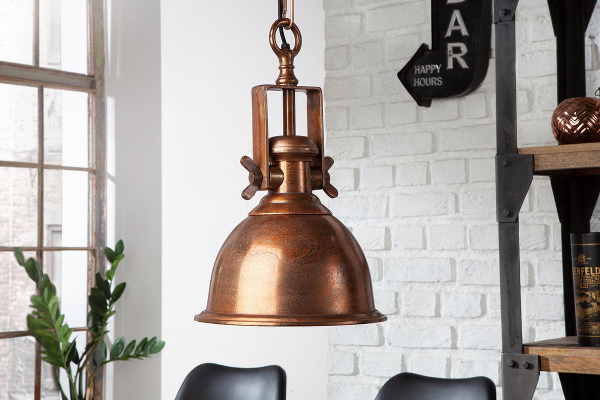 HÄNGELEUCHTE INDUSTRIAL Metall Kupfer 45 cm - Kupferfarben, Metall (29/29/45cm) - riess-ambiente