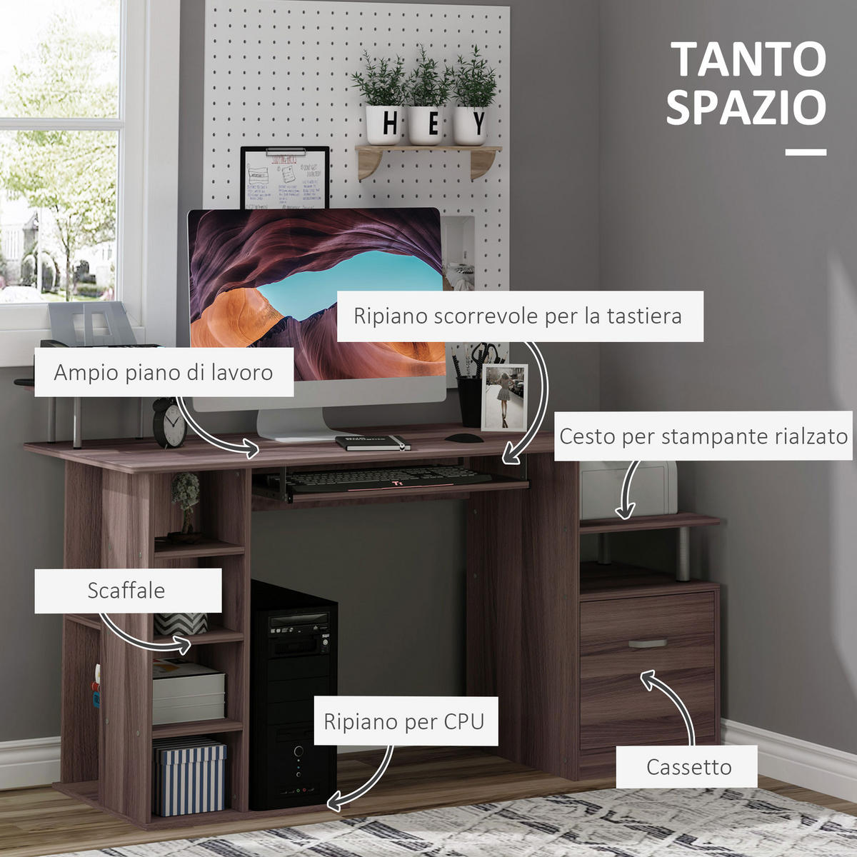 BÜROTISCH Braun 1 Stück - Braun, Holzwerkstoff (60/152/88cm) - GiPP