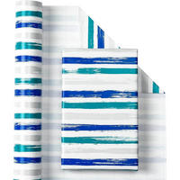 GESCHENKPAPIERROLLE Blau Grau Liniendruck 43,2 cm x 10 m - Multicolor, Papier (43.2/0.1/1000cm)