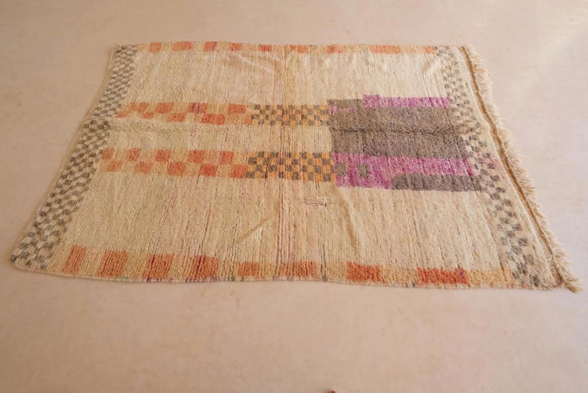 BERBERTEPPICH aus reiner Wolle 147x 223 cm - Beige, Naturmaterialien (147/223cm) - AFK Living