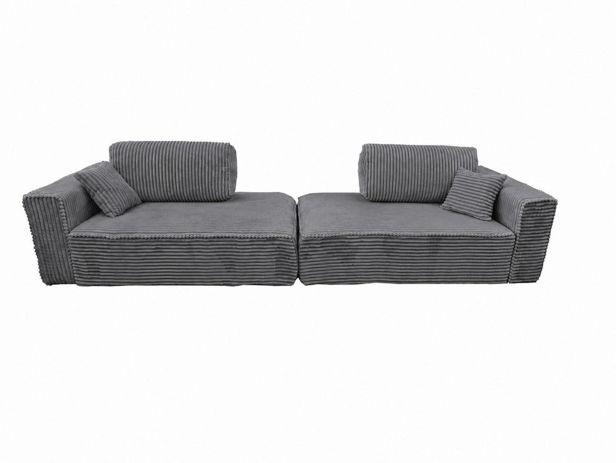BIGSOFA COZI, Grau mit Cordbezug - Grau, Kunststoff/Textil (240/87/180cm) - KS Home Concept