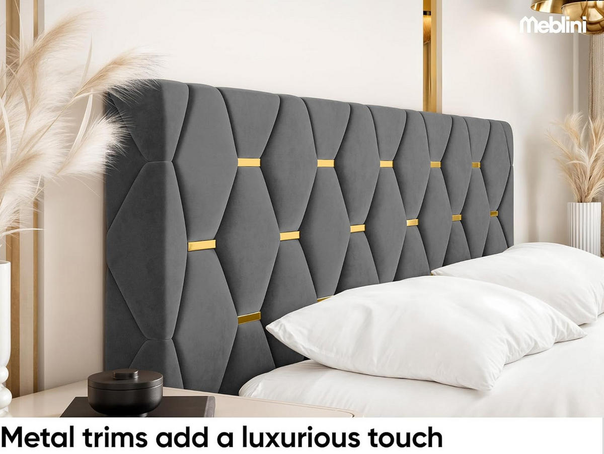 BETT VERSAL H3 - Dunkelgrau/Goldfarben, Holzwerkstoff (180/200cm) - Meblini