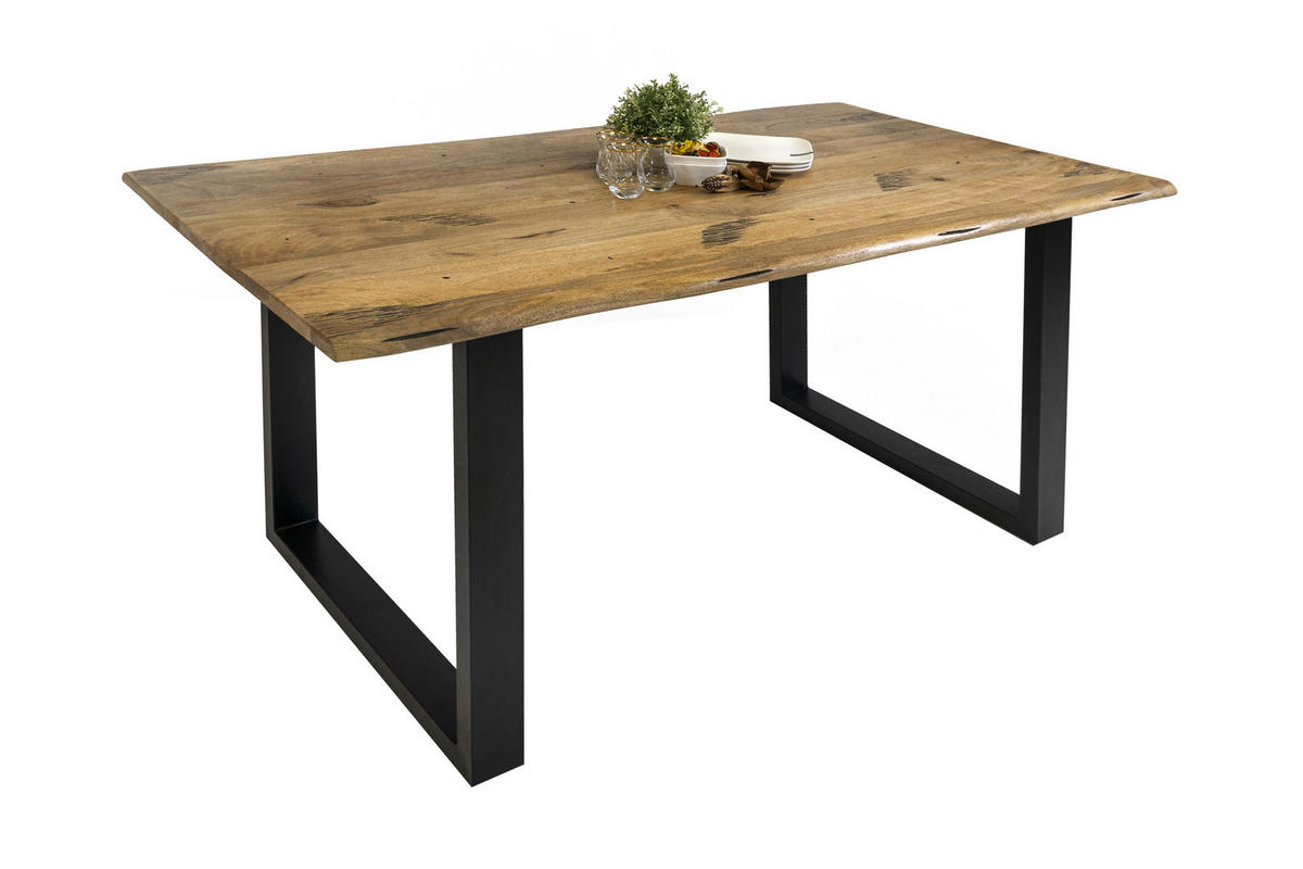 ESSTISCH TIGER - Beige/Schwarz, Holz/Metall (90/180/77cm) - SAM