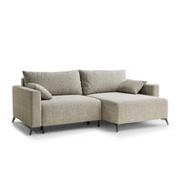 ECKSOFA MIT SCHLAFFUNKTION Leon Beige Chenille-Stoff - Beige/Schwarz, Holz/Holzwerkstoff (239/148cm) - Maison de Reve