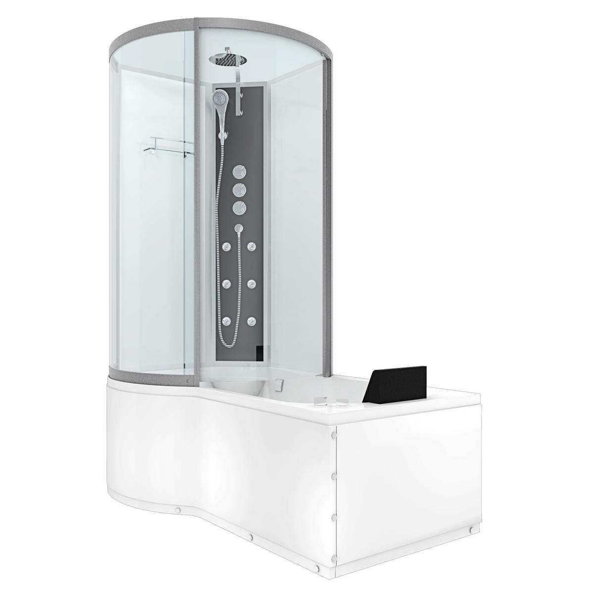 WHIRLPOOL Wanne Duschkabine ws K50-R02-WP-EC 100x1 - Weiß, Glas/Kunststoff (98/225/170cm) - AcquaVapore by Sandra Jentho