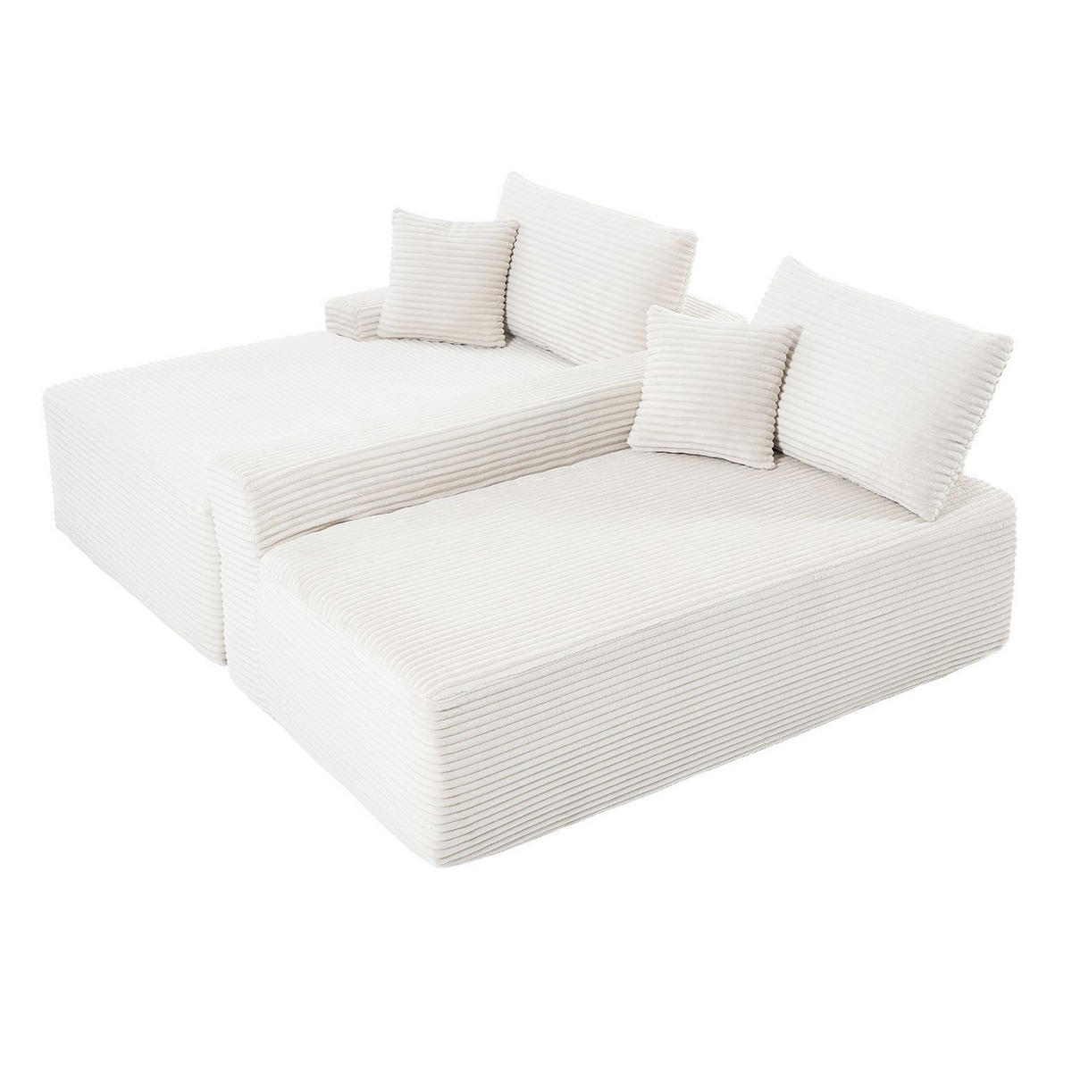 SOFA Coredo creme Cord - Creme, Textil (155/250cm) - Juskys