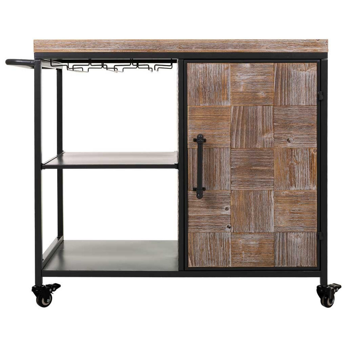 WEINREGAL mit Rädern aus Holz und grauem Metall 100x40x84 - Braun, Metall (100/83.5/40cm) - Wanderlust
