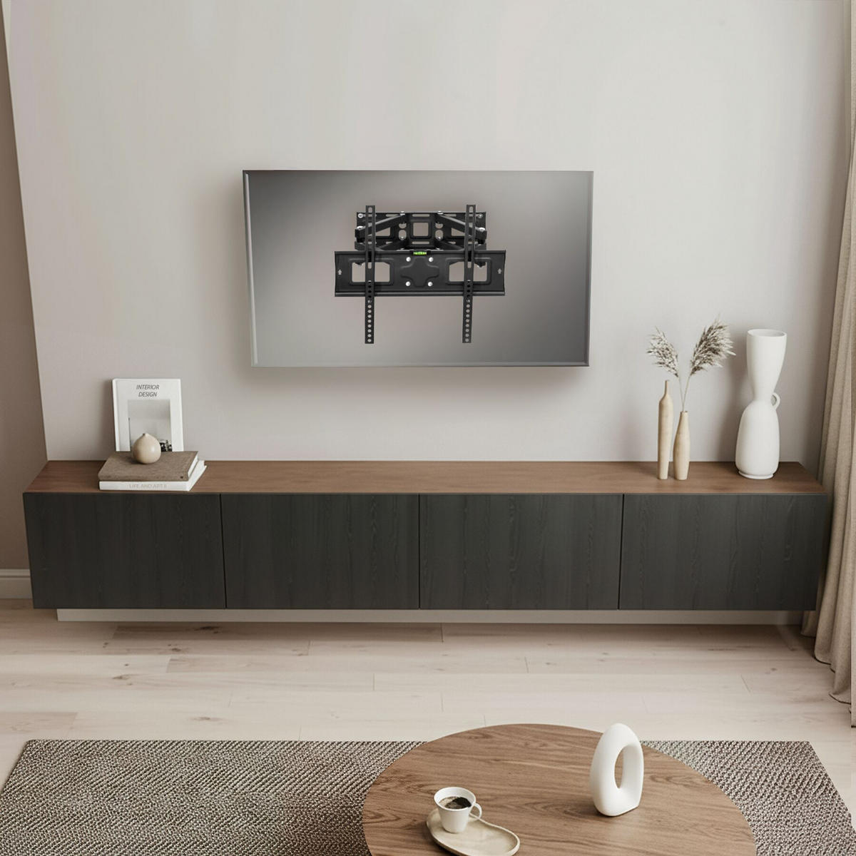 TV-WANDHALTERUNG, bis 100 kg, schwarz - Schwarz, Metall (45/40/52cm) - tectake