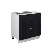 KÜCHENUNTERSCHRANK Fame-Line Schwarz gestreift 80 cm mit 3 Schubladen, ohne Arbeitsplatte - Schwarz/Weiß, Holzwerkstoff (80/82/51.6cm) - Vicco