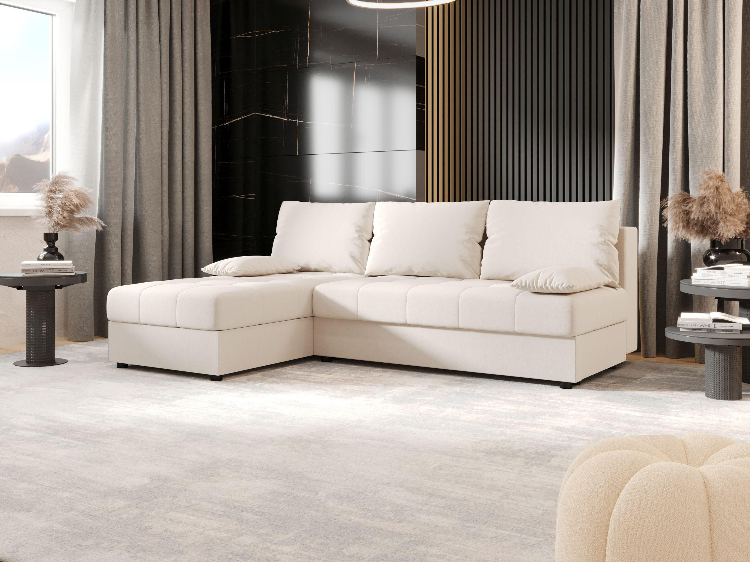 ECKSOFA MOS L Cosmic 10 Links mit Schlaffunktion - Beige, Textil (200/143cm) - Bedante