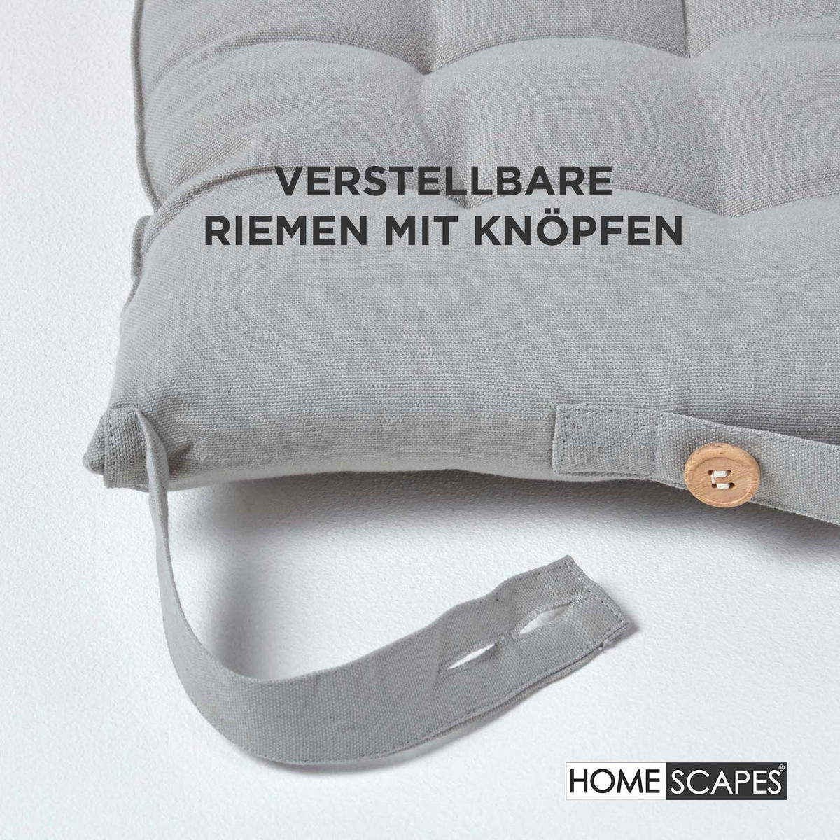 STUHLKISSEN 4er-Set grau 40/40/6,5 cm - Grau, Textil (40/40/6.5cm) - Homescapes