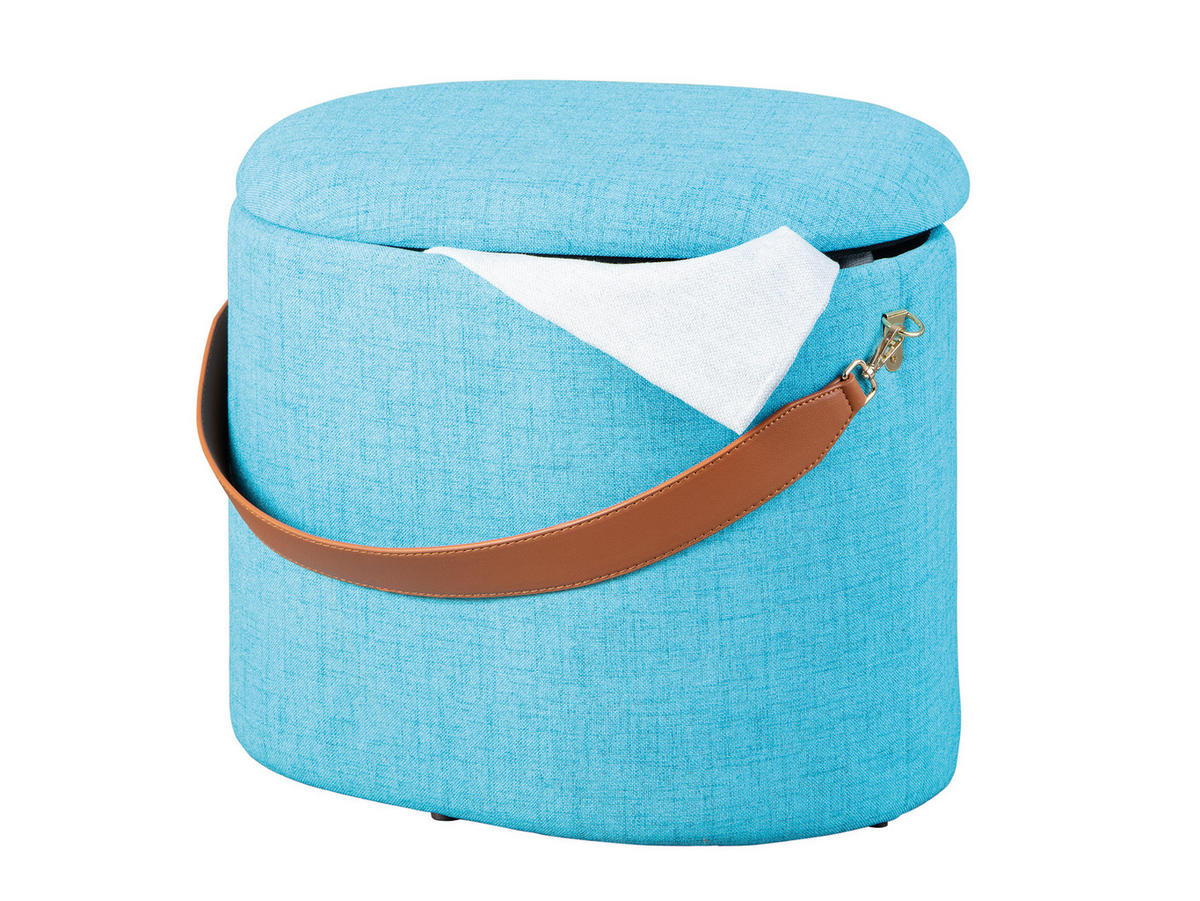POUF blau und braun - Blau, Holzwerkstoff (42/36/30cm) - ebuy24