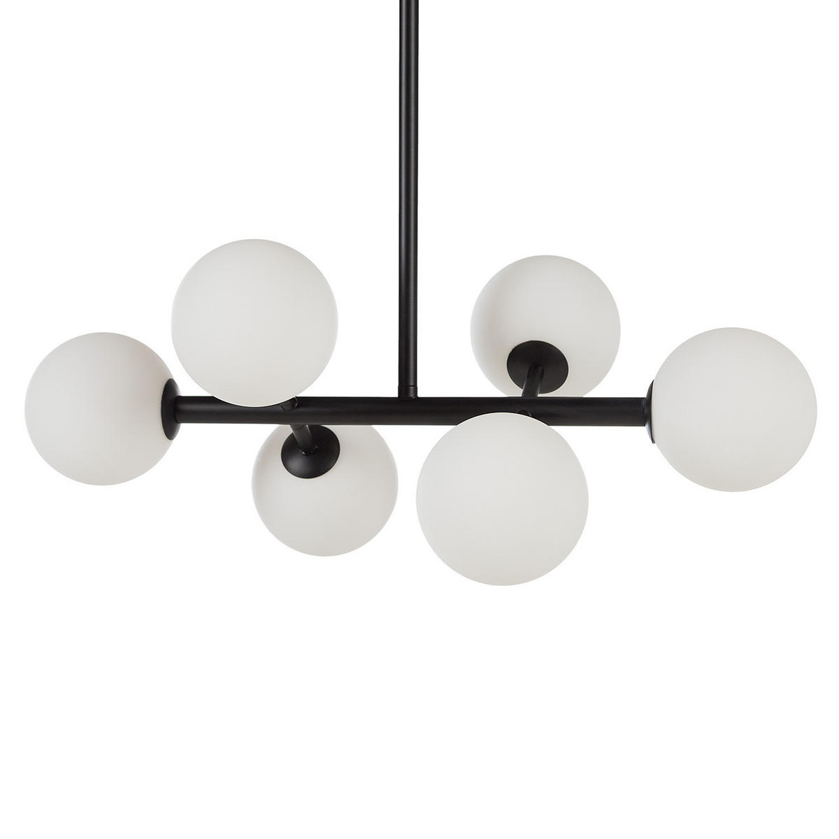 DECKENLEUCHTE - Metall / Glas - 6-flammig - Schwarz, Glas/Metall (33/60/70cm) - home24
