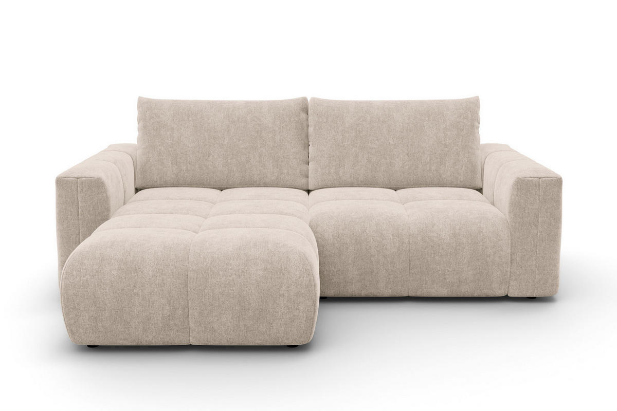 ECKSOFA VERONA 3-Sitzer links, Beige - Beige/Schwarz, Holz/Textil (224/173cm) - Courtois Laville