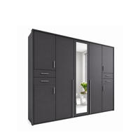 DREHTÜRENSCHRANK Kleiderschrank B228/H210/T58 cm mit Schubkästen & Passepartout & 1 Spiegeltür, Grafit / 22571 - Silberfarben/Graphitfarben, Holzwerkstoff/Kunststoff (228/210/58cm) - luma-home