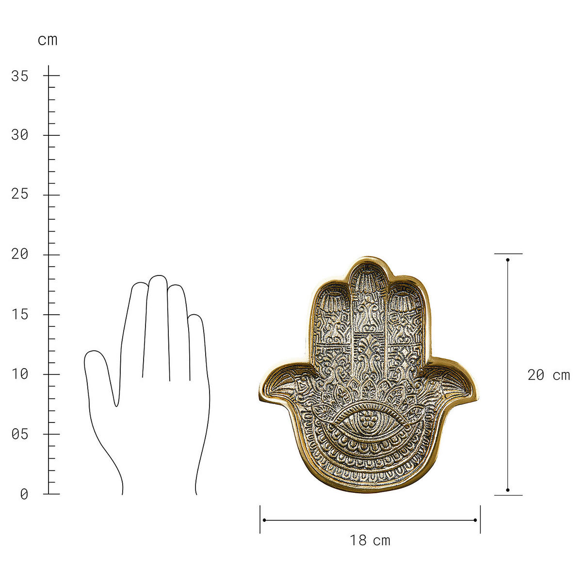 DEKOSCHALE Hamsa - Goldfarben, Metall (18cm) - Butlers
