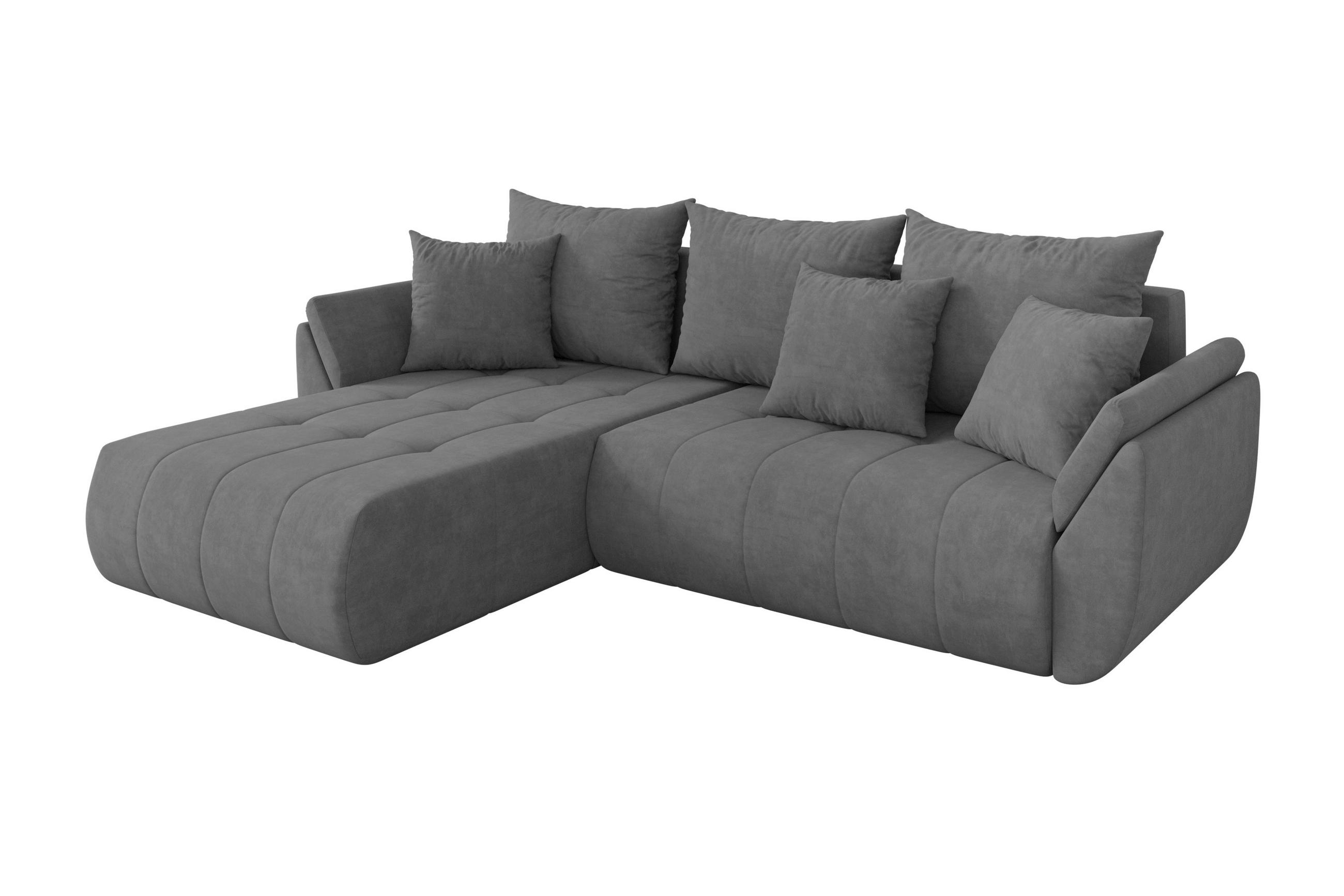 ECKSOFA mit Schlaffunktion Ottomane Links TOKO-L 277x194x86 Grau Velours - Taupe/Schwarz, Holzwerkstoff/Kunststoff (277/194cm) - ALTDECOR