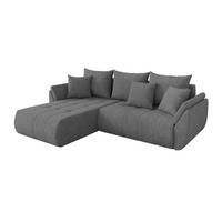 ROHOVÁ SEDAČKA s funkcí spaní, otoman vlevo TOKO-L 277x194x86 šedá velur - černá/šedohnědá, kompozitní dřevo/textil (277/194cm) - ALTDECOR