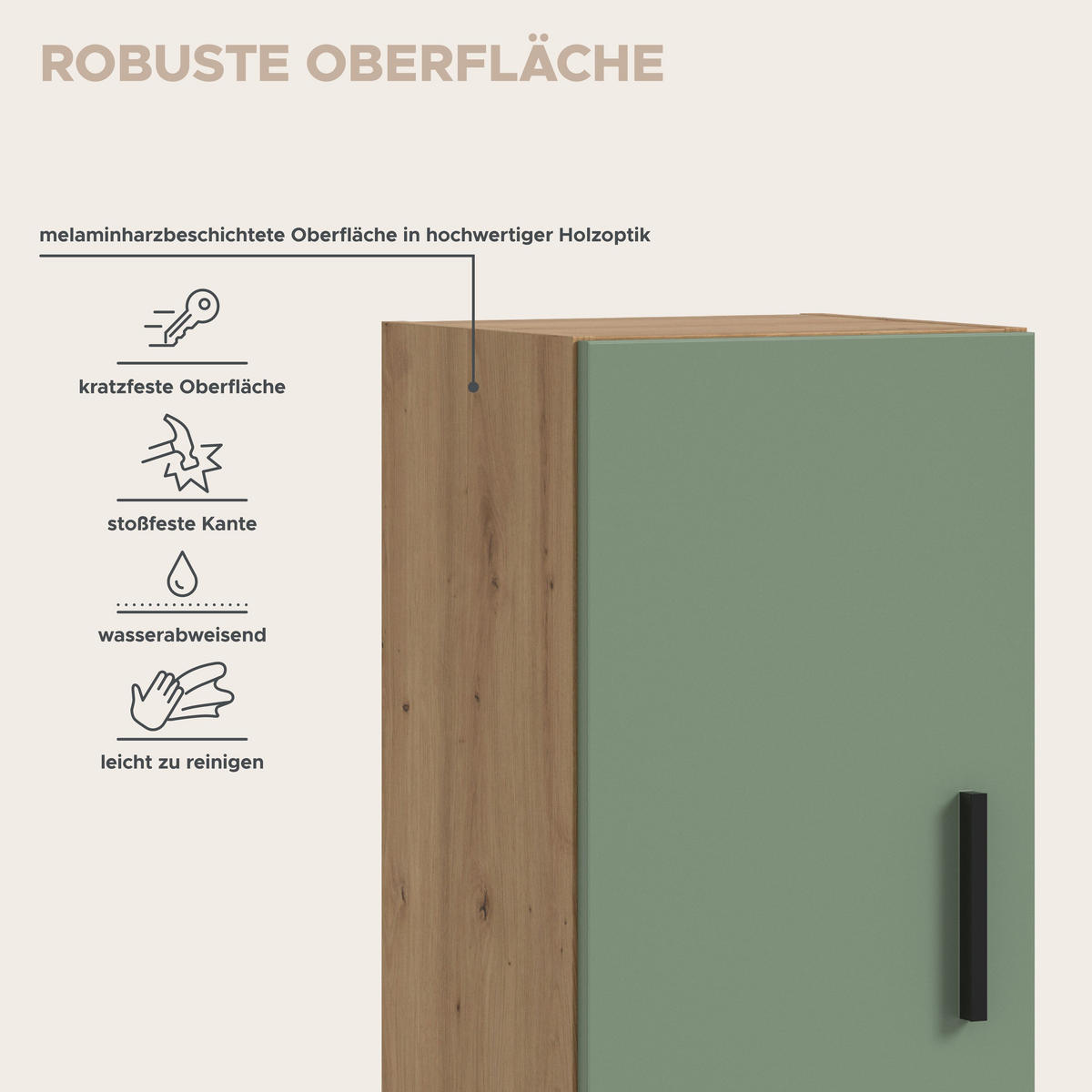 WOHNKOMBINATION THE ONE (B/H/T: ca. 176/99/34 cm) in Artisan Oak Nachbildung/Smoke Green - Eiche Artisan, Holzwerkstoff (176/99/34cm)