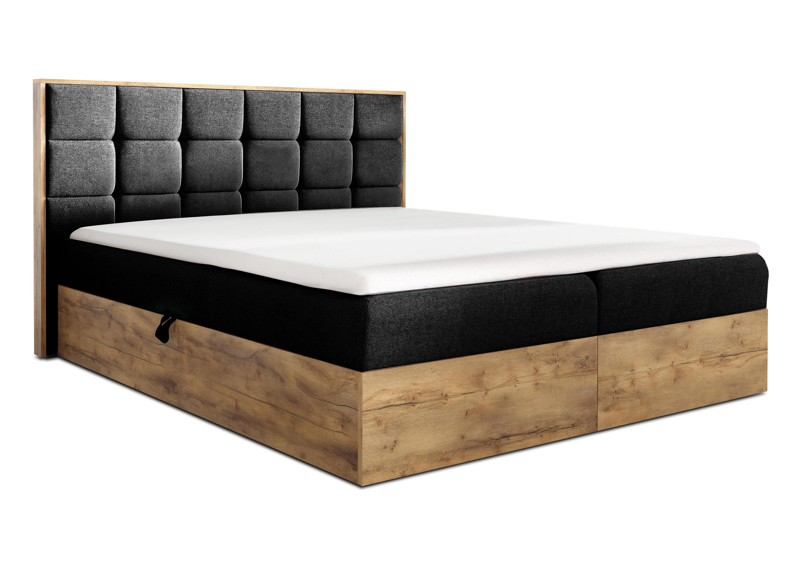 BOXBETT Vendio 140/200 cm in Schwarz – mit Bettkasten und Topper - Schwarz, Holz/Holzwerkstoff (140/200cm) - AX Living