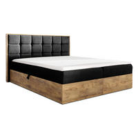 BOXBETT Vendio 140/200 cm in Schwarz – mit Bettkasten und Topper - Schwarz, Holz/Holzwerkstoff (140/200cm) - AX Living