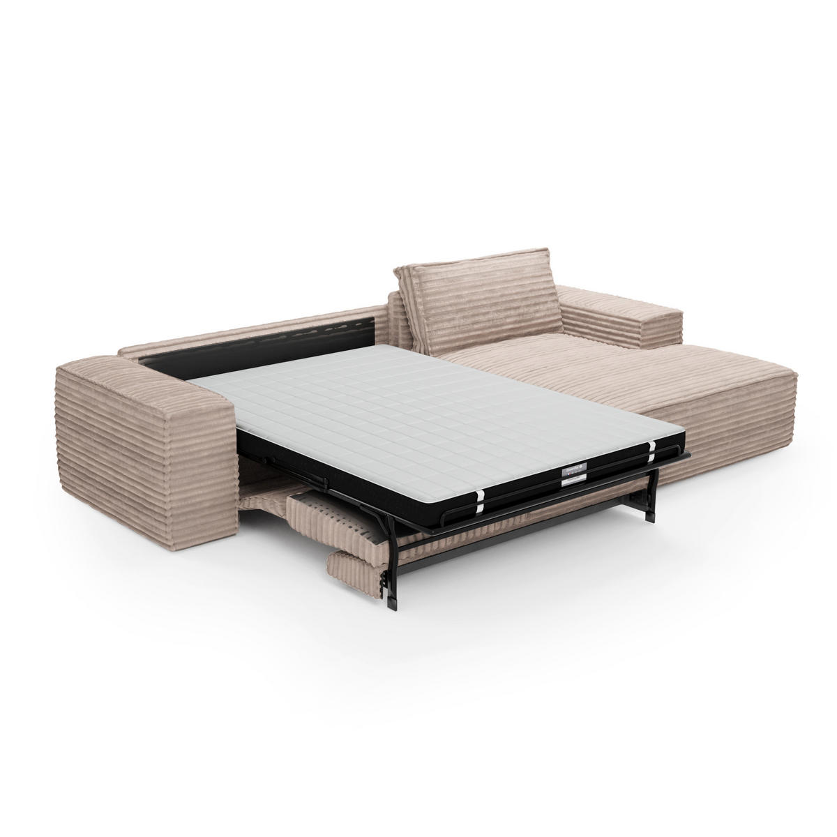 ECKSOFA RECHTS Gerippter Samt Taupe 302cm - Taupe, Textil (302/165cm) - Sia Home