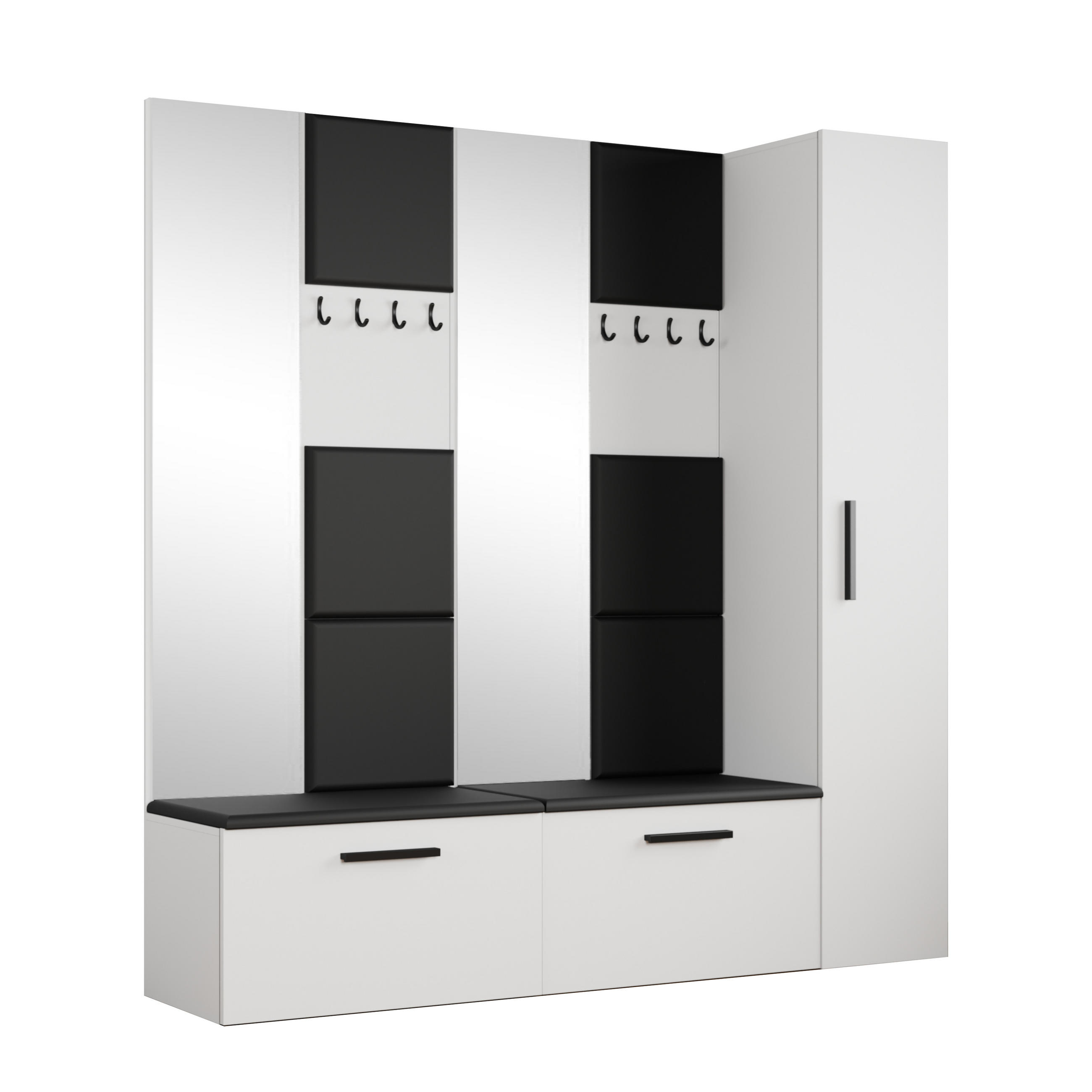 GARDEROBENSCHRANK MODULO 201,2/204/40 cm Modern Garderobe-Set Weiß - Schwarz/Weiß, Holzwerkstoff (201.2/204/40cm) - MASSENO