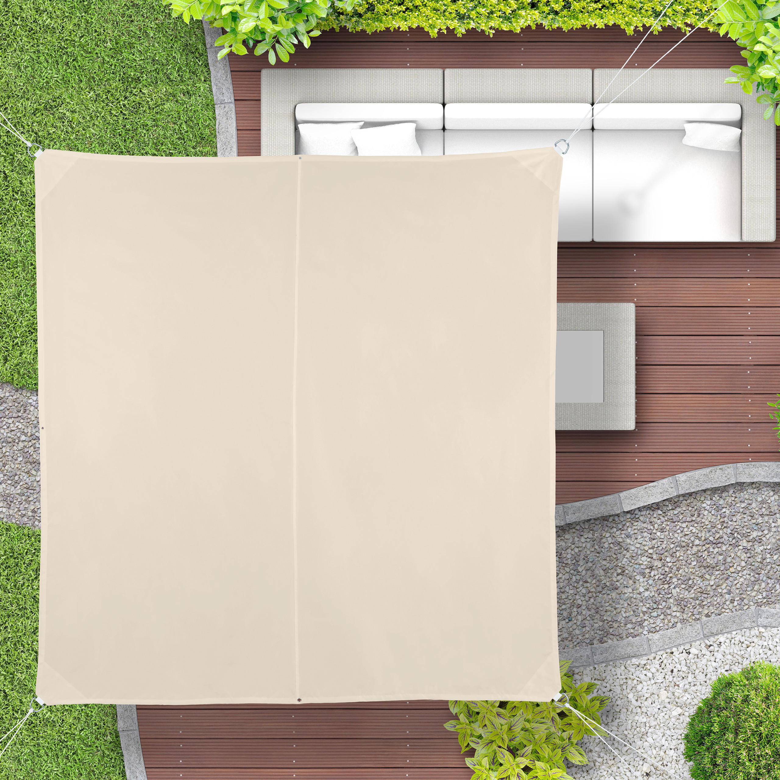 SONNENSEGEL - Beige, Textil/Metall (200/200cm) - Relaxdays