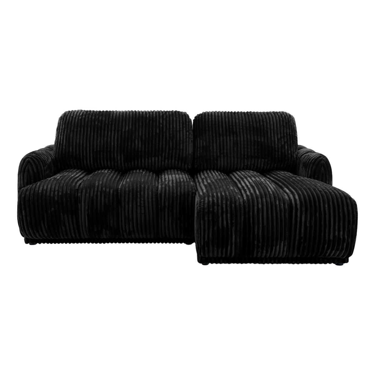 ECKSOFA CAMILO mit Schlaffunktion, Schwarz - Schwarz, Textil (220/150cm) - Fedve