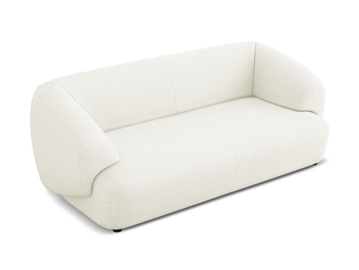 3-SITZER SOFA Bouclé Stoff Weiß - Schwarz/Weiß, Kunststoff/Textil (212/81/98cm) - Makamii