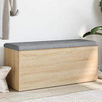 AUFBEWAHRUNGSBANK SONOMA-EICHE 102 X 42 X 45 CM HOLZWERKSTOFF - Hellgrau/Weiß, Holz/Textil (42/45/102cm) - vidaXL
