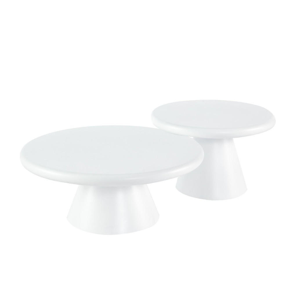 COUCHTISCH-SET BOBBIO 2-teiliges Lounge-Tisch-Set im skulpturalen Design - Weiß, Holz (90/90/35cm) - alesvelt
