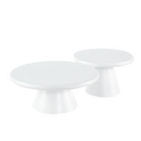 COUCHTISCH-SET BOBBIO 2-teiliges Lounge-Tisch-Set im skulpturalen Design - Weiß, Holz (90/90/35cm) - alesvelt