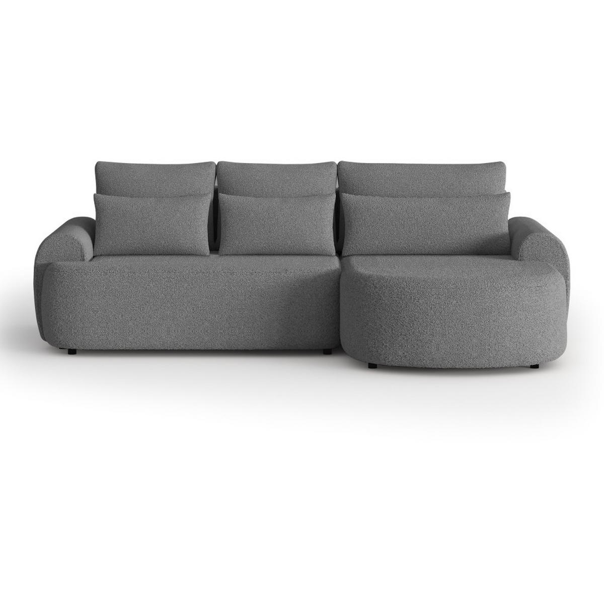ECKSCHLAFSOFA Olivio L Grau, rechts - Schwarz/Grau, Kunststoff/Textil (266/170cm) - Beautysofa
