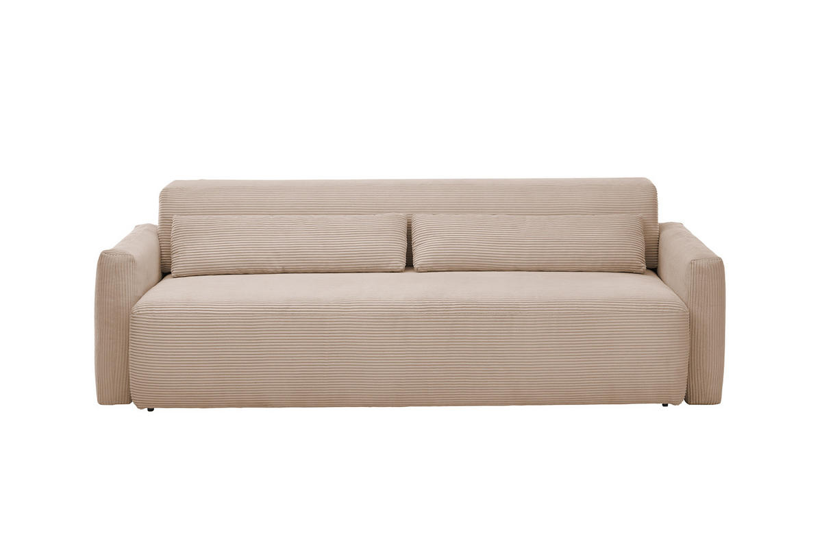 SCHLAFSOFA NEO Taupe Cord - Taupe/Schwarz, Kunststoff/Textil (233/75/108cm) - KAWOLA