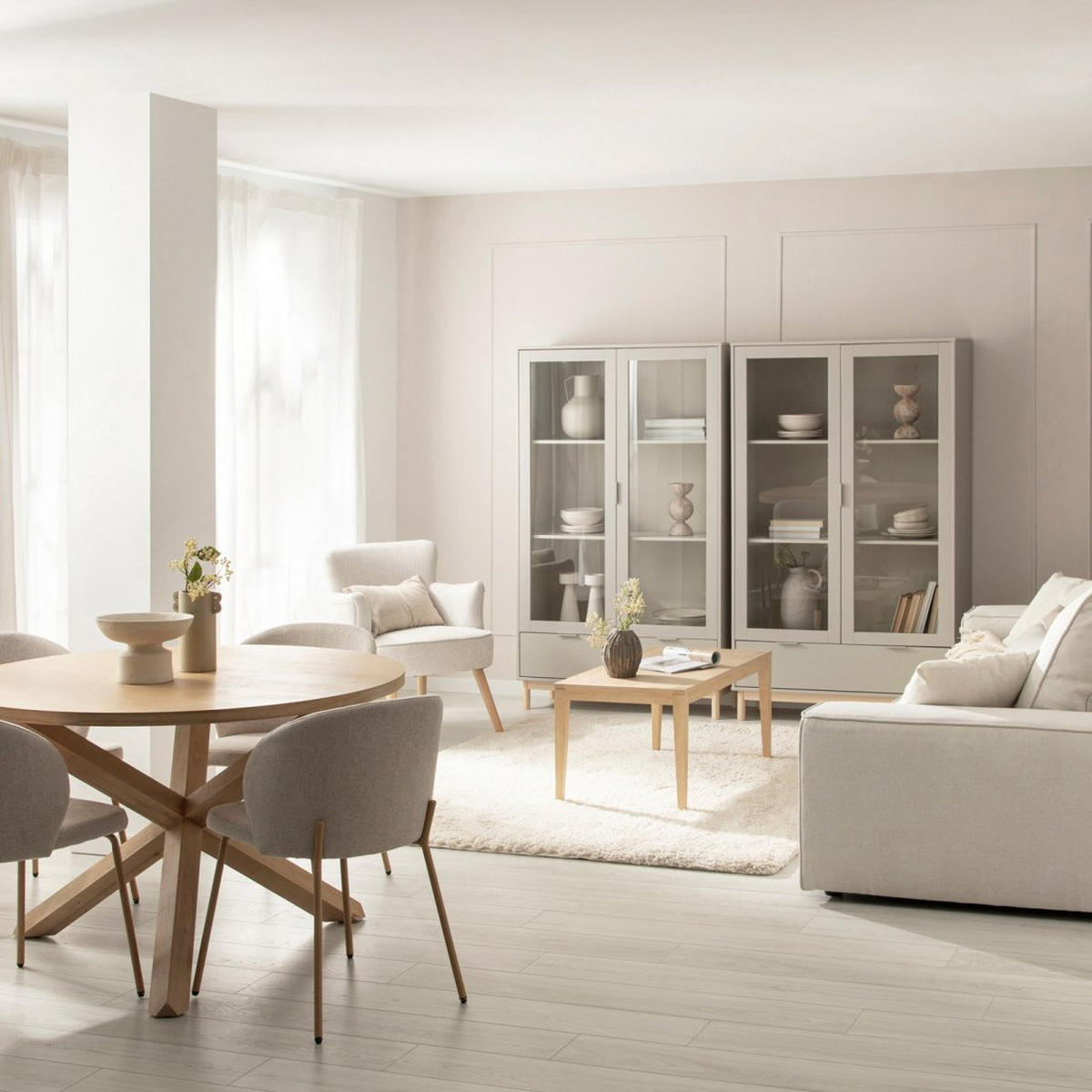 VITRINENSCHRANK DOPPELTER Elian Grau 100 cm x 170 cm - Grau, Holzwerkstoff (100/170/39cm)