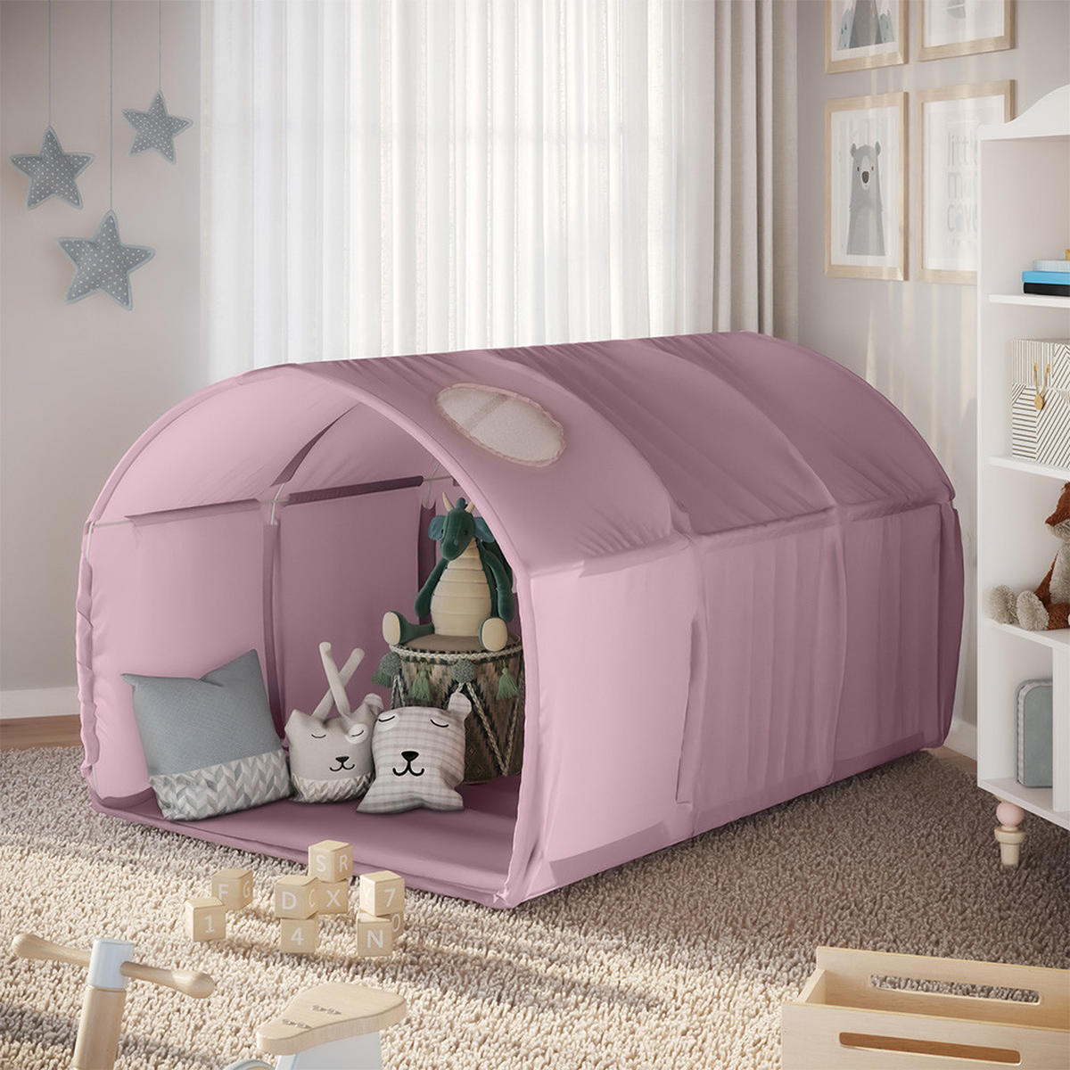 TUNNELZELT Kubby Rosa 100 x 80 cm mit Fenster - Pink, Textil (100/140cm) - VitaliSpa