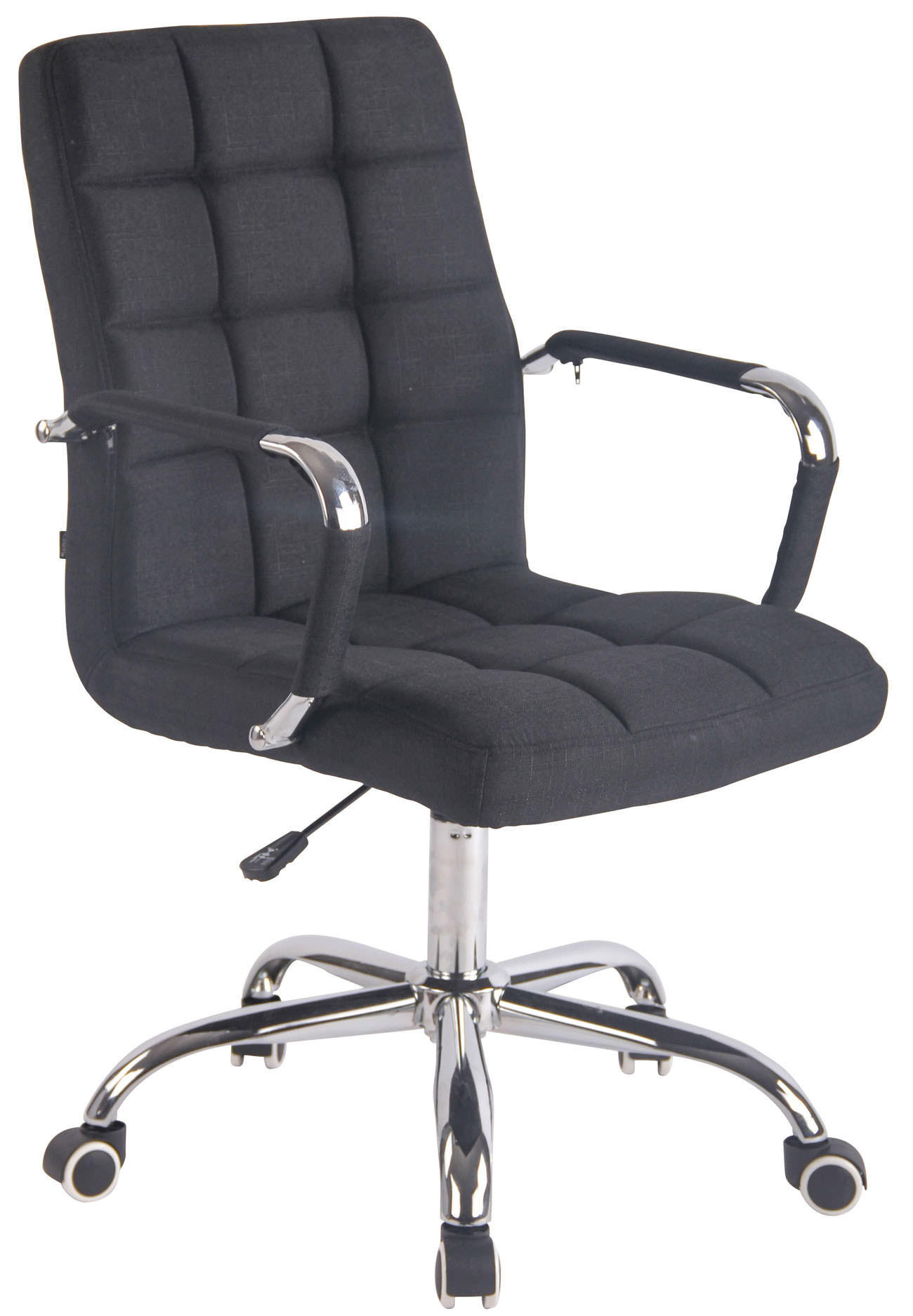 DREHSTUHL Stoff schwarz - Chromfarben/Schwarz, Textil/Metall (56/94/62cm) - CLP