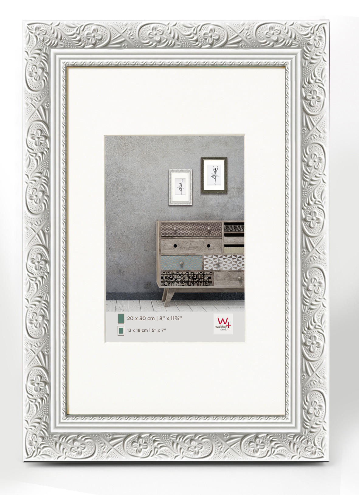 BILDERRAHMEN Barock Holzrahmen 30x40 cm, WEISS - Weiß, Holzwerkstoff (36.8/47/2.2cm) - walther design